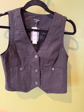 J. Crew Black Patch Pocket Vest in Lightweight Twill, NWT